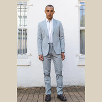 Mario - Ανδρικό Καλοκαιρινό Κοστούμι 2 Τεμαχίων Ανοιχτό Μπλε Γραφείο Γάμος Κλασικό Ιταλικό