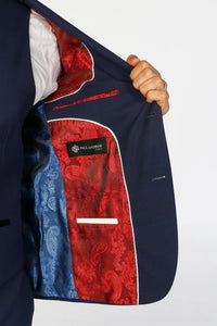 Mark - Ανδρικό Καρό Κοστούμι 3 Τεμαχίων σε Σκούρο Μπλε Σκούρο Μπλε