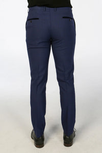 Mark - Ανδρικό Καρό Κοστούμι 3 Τεμαχίων σε Σκούρο Μπλε Σκούρο Μπλε