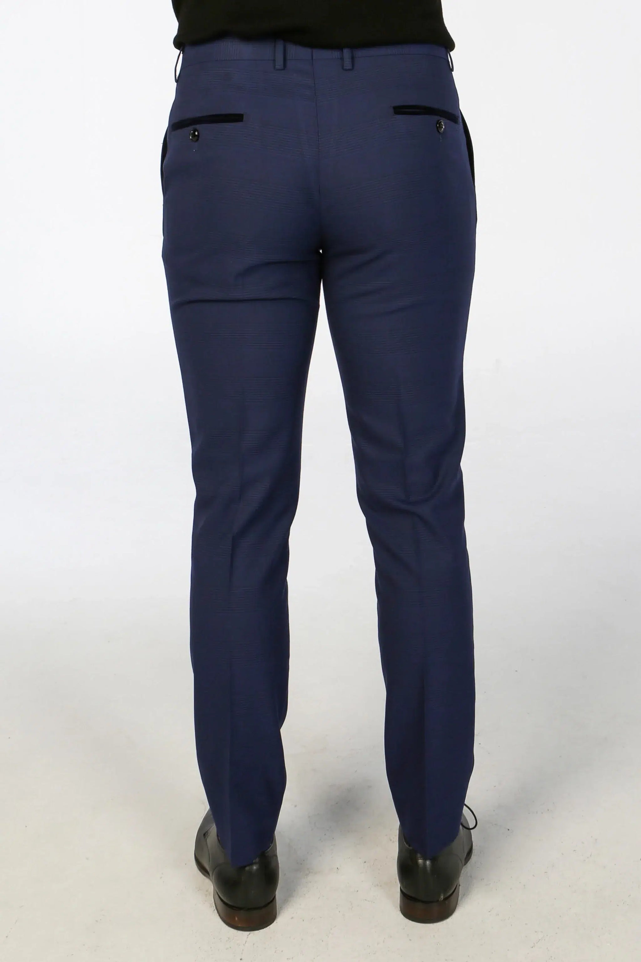 Mark - Ανδρικό Καρό Κοστούμι 3 Τεμαχίων σε Σκούρο Μπλε Σκούρο Μπλε