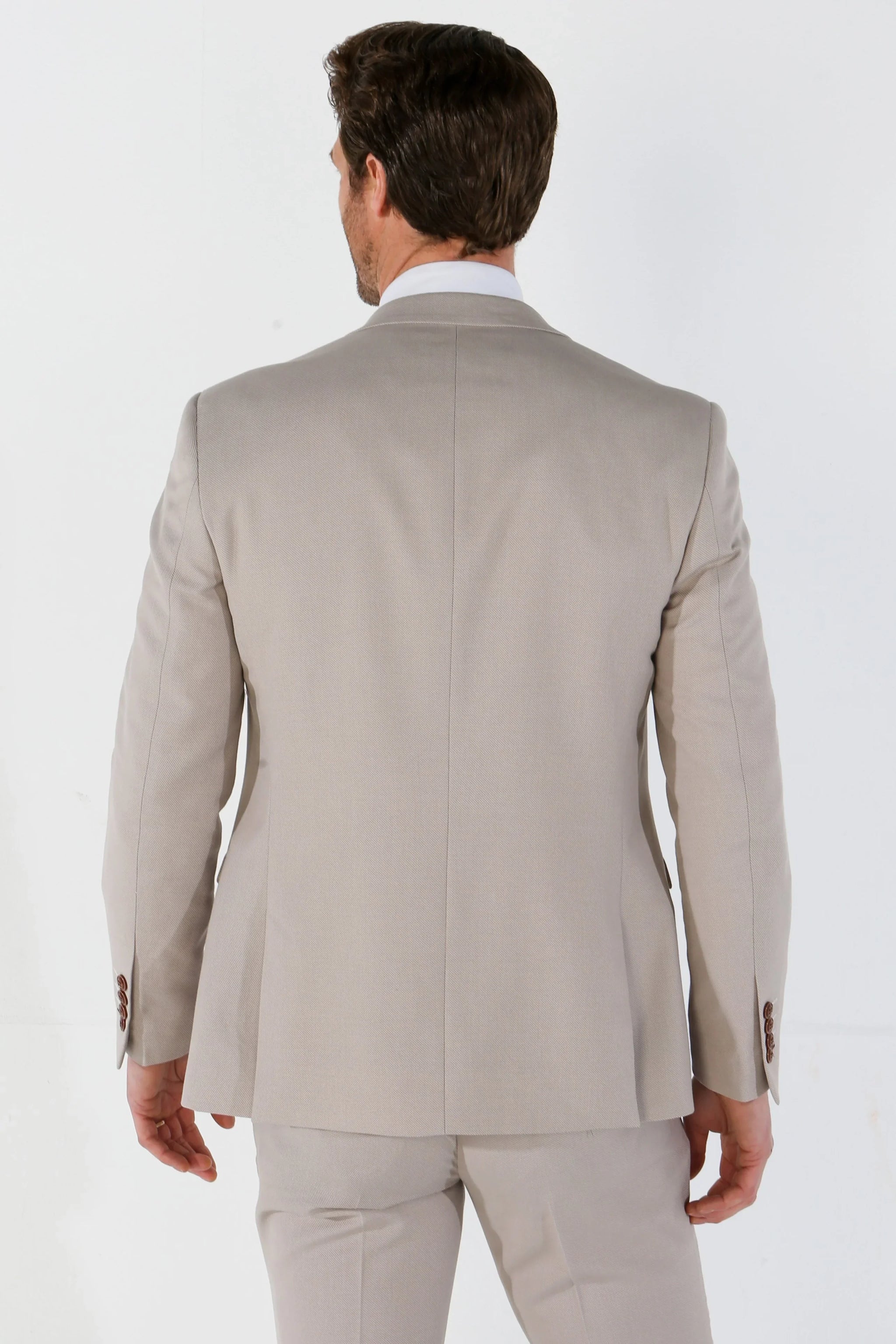 Mayfair - Ανδρικό Μπεζ Σακάκι Birdseye Tailored Fit