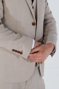 Mayfair - Ανδρικό Μπεζ Σακάκι Birdseye Tailored Fit