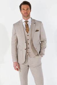 Mayfair - Ανδρικό Μπεζ Σακάκι Birdseye Tailored Fit