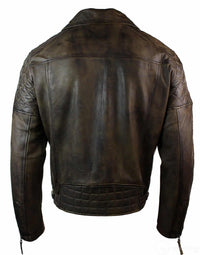 Ανδρικό μπουφάν μοτοσικλετιστή από γνήσιο δέρμα σε vintage πλυμένο καφέ, μαύρο, μπορντό, μπλε, ξύλο, με σταυρωτό φερμουάρ, ρετρό, casual, καφέ