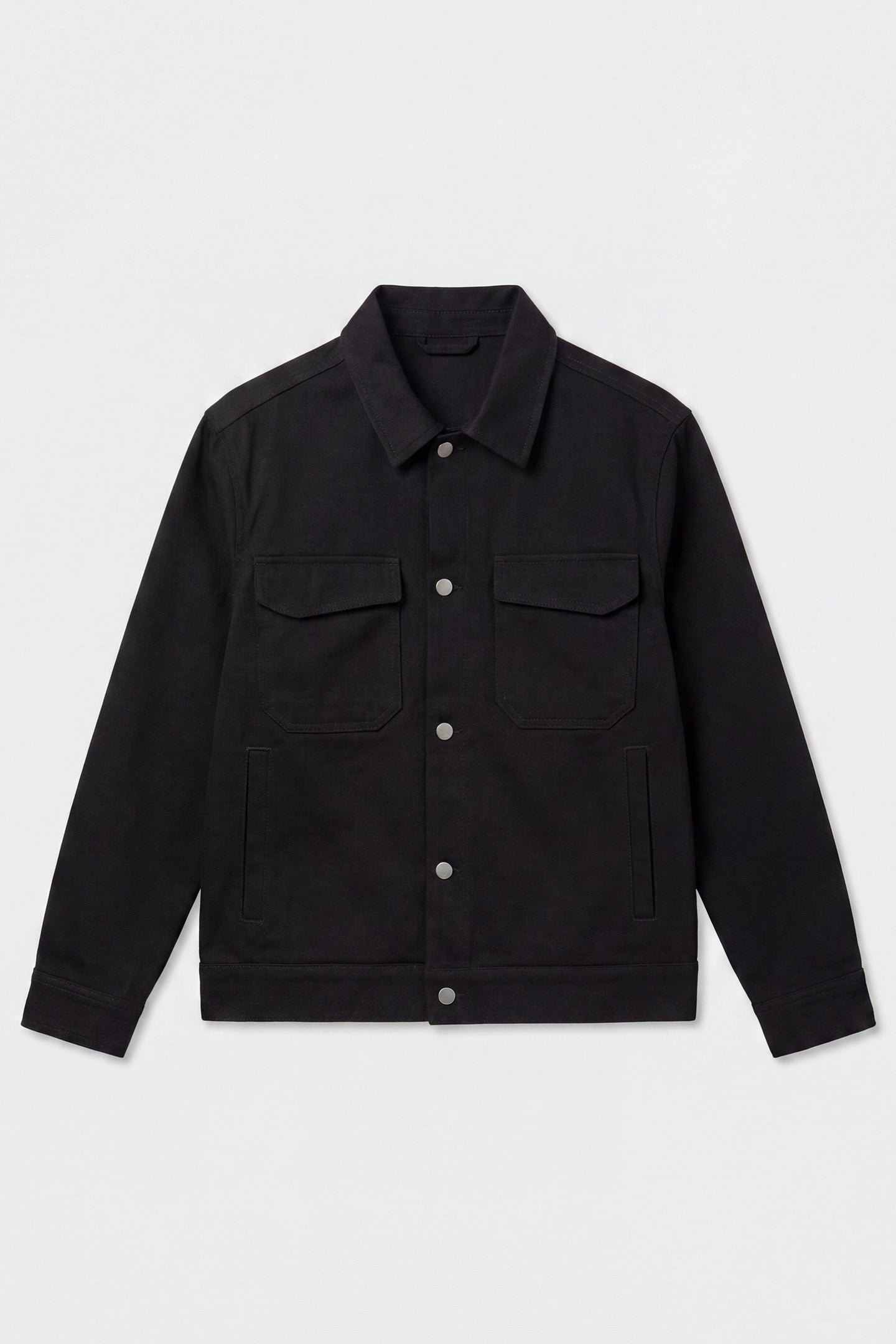 Ανδρικό μαύρο βαμβακερό μπουφάν Twill - Trucker Overshirt