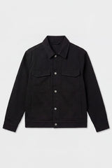 Ανδρικό μαύρο βαμβακερό μπουφάν Twill - Trucker Overshirt