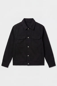 Ανδρικό μαύρο βαμβακερό μπουφάν Twill - Trucker Overshirt