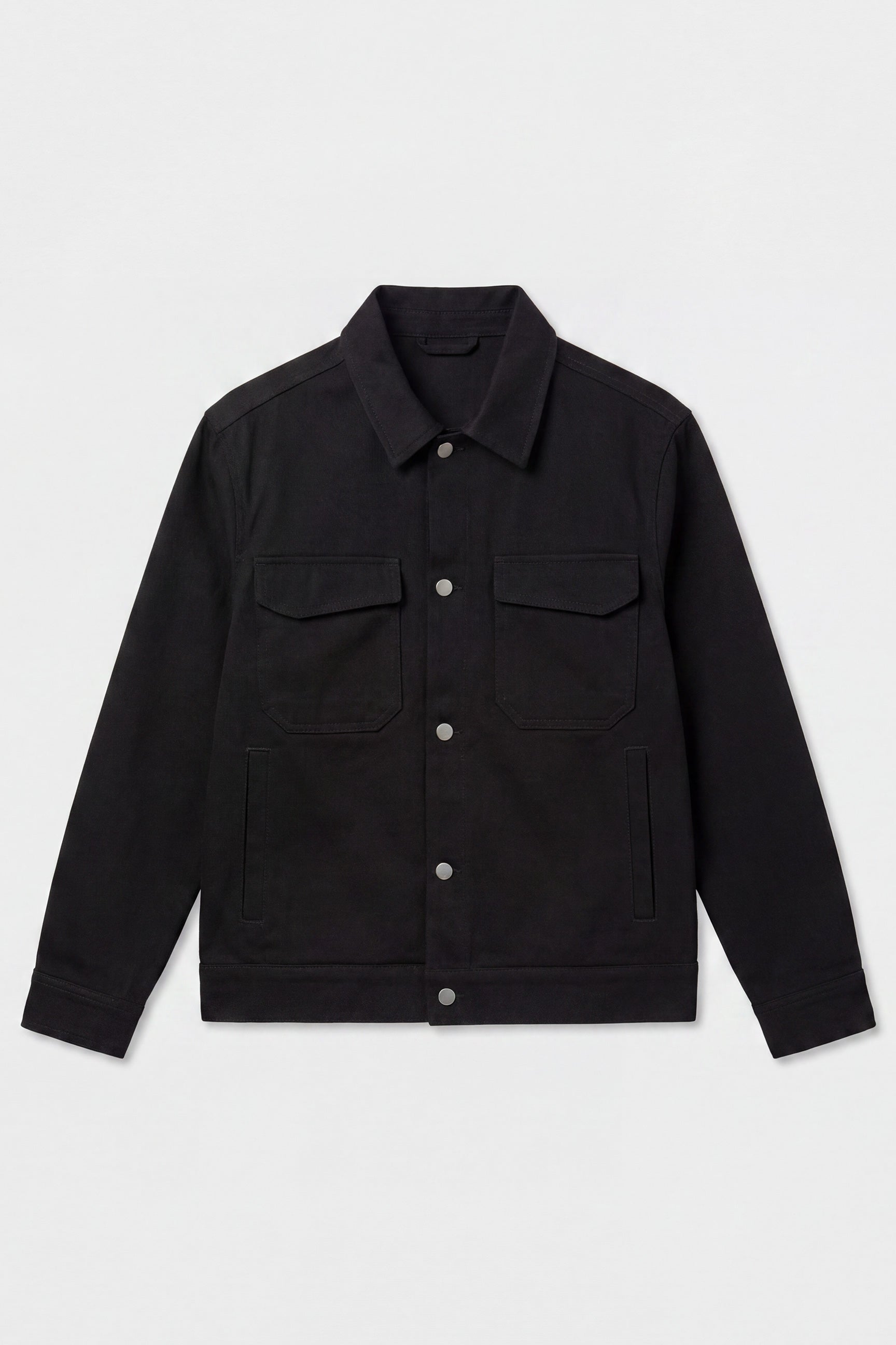 Ανδρικό μαύρο βαμβακερό μπουφάν Twill - Trucker Overshirt