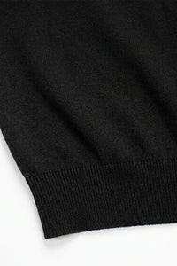 Ανδρικό Μαύρο Πλεκτό T-shirt Κανονικής Γραμμής με Στρογγυλή Λαιμόκοψη και Κοντό Μανίκι