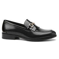 Ανδρικά μαύρα slip-on μοκασίνια από λουστρίνι PU
