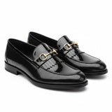 Ανδρικά μαύρα slip-on μοκασίνια από λουστρίνι PU