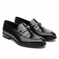 Ανδρικά μαύρα slip-on μοκασίνια από λουστρίνι PU