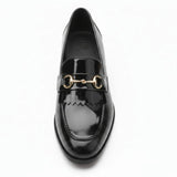 Ανδρικά μαύρα slip-on μοκασίνια από λουστρίνι PU