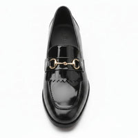 Ανδρικά μαύρα slip-on μοκασίνια από λουστρίνι PU