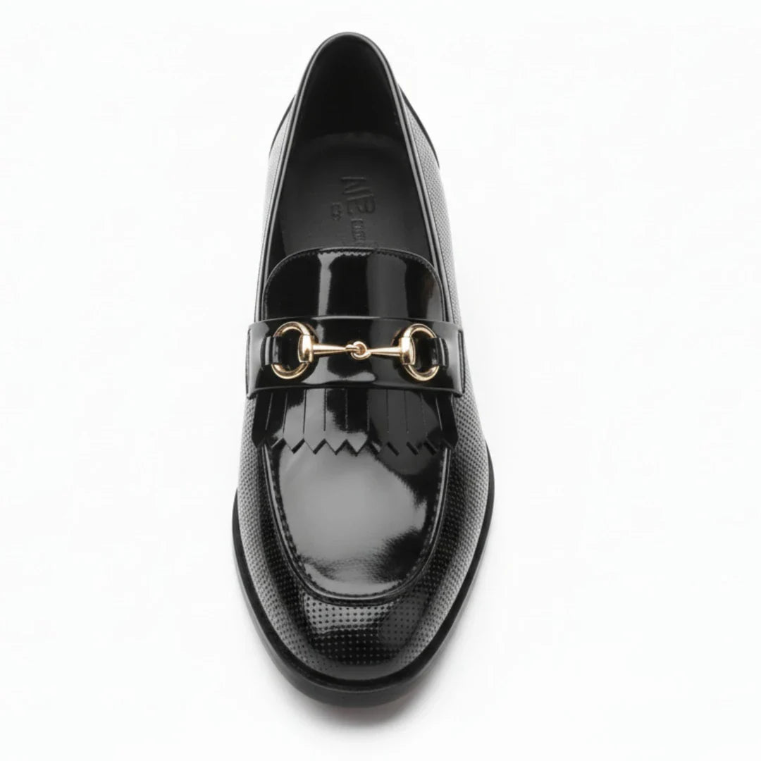 Ανδρικά μαύρα slip-on μοκασίνια από λουστρίνι PU