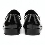 Ανδρικά μαύρα slip-on μοκασίνια από λουστρίνι PU