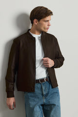 Ανδρικό καφέ μίνιμαλ μπουφάν Smart Bomber