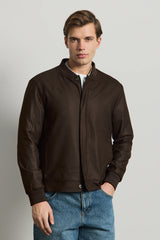 Ανδρικό καφέ μίνιμαλ μπουφάν Smart Bomber