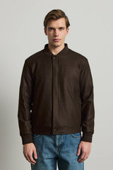 Ανδρικό καφέ μίνιμαλ μπουφάν Smart Bomber