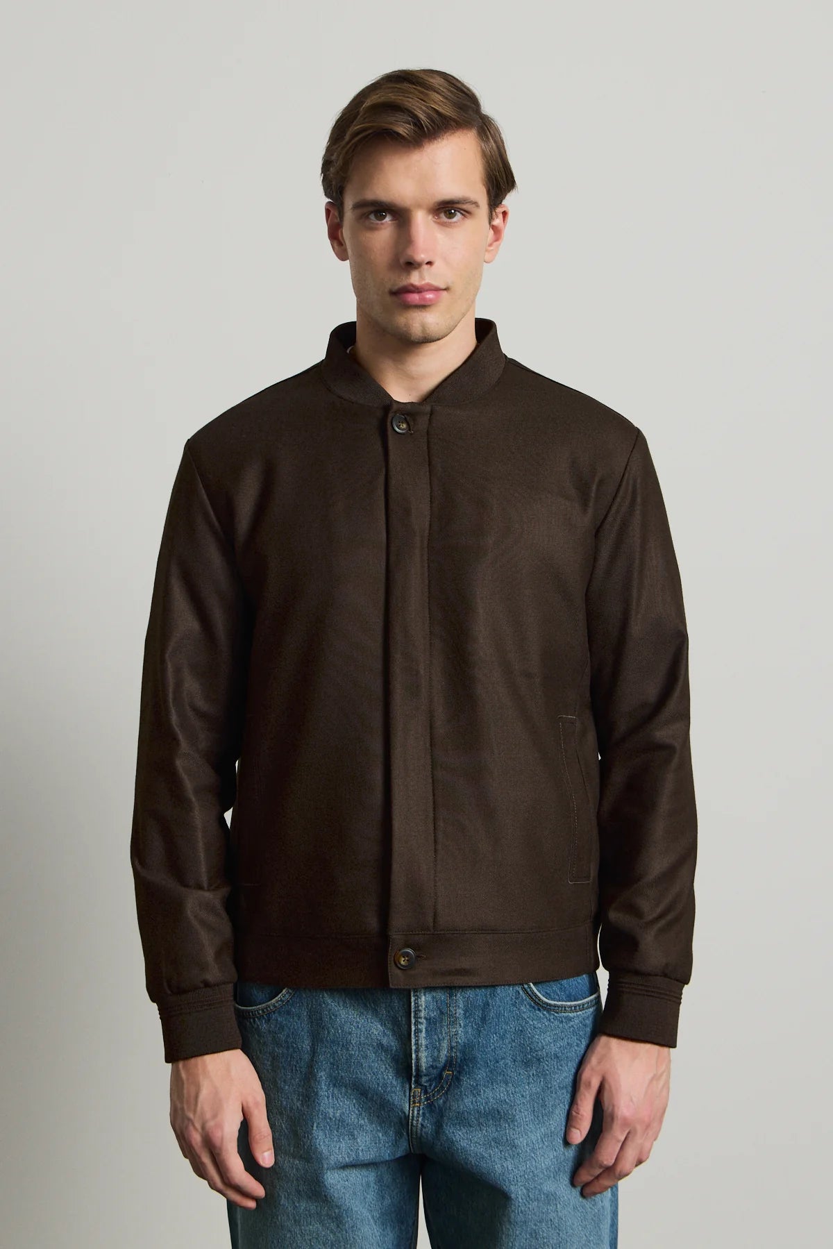 Ανδρικό καφέ μίνιμαλ μπουφάν Smart Bomber
