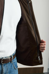 Ανδρικό καφέ μίνιμαλ μπουφάν Smart Bomber
