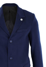 Ανδρικό Κλασικό Μάλλινο Μακρύ Παλτό - Μπλε Ναυτικό