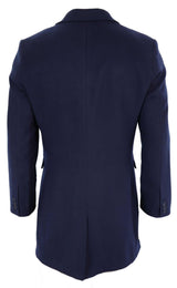 Ανδρικό Κλασικό Μάλλινο Μακρύ Παλτό - Μπλε Ναυτικό