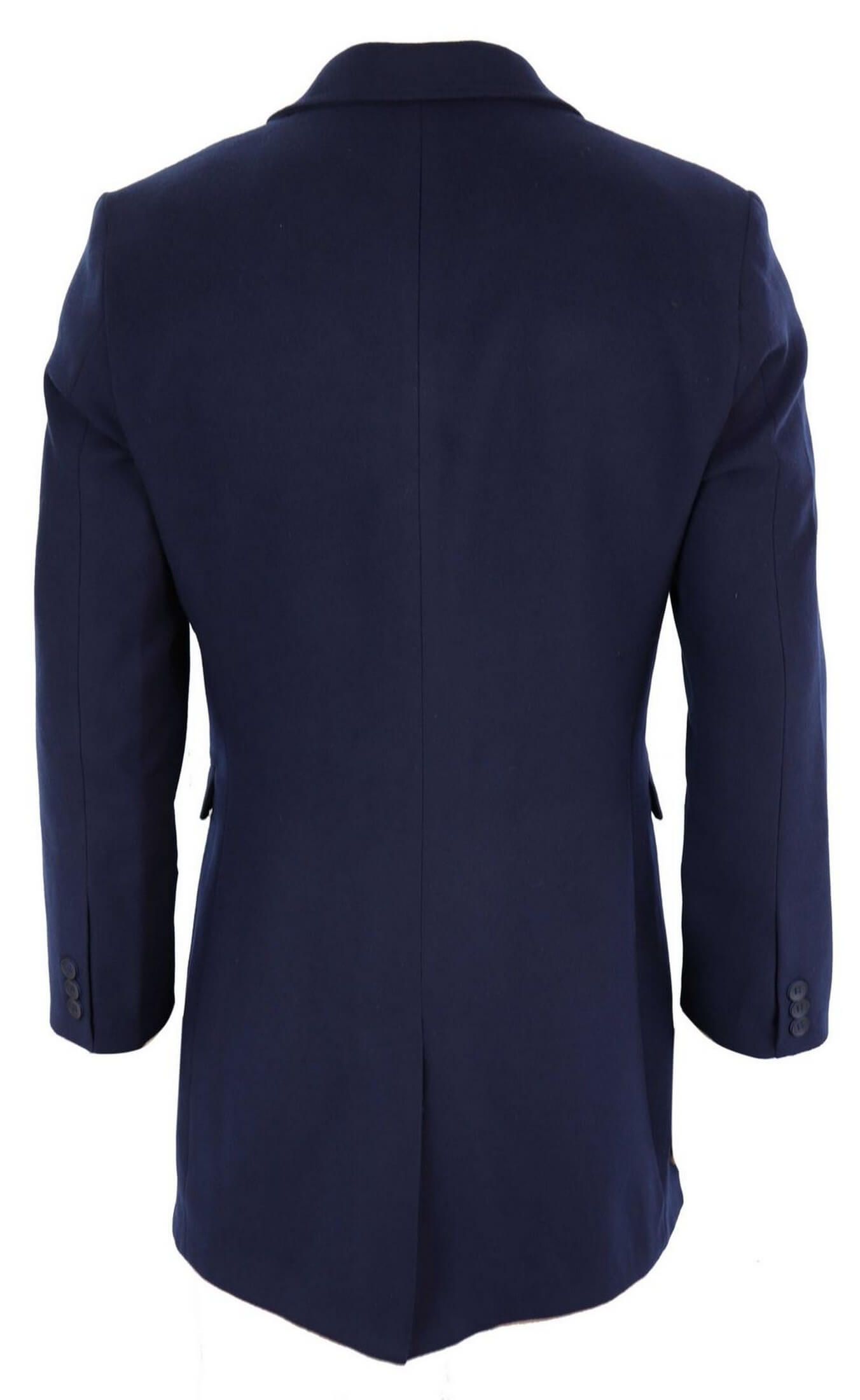 Ανδρικό Κλασικό Μάλλινο Μακρύ Παλτό - Μπλε Ναυτικό