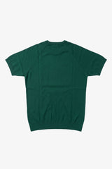 Ανδρικό Πράσινο Κλασικό Πλεκτό T-shirt με Κοντομάνικο και Στρογγυλή Λαιμόκοψη
