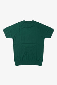 Ανδρικό Πράσινο Κλασικό Πλεκτό T-shirt με Κοντομάνικο και Στρογγυλή Λαιμόκοψη