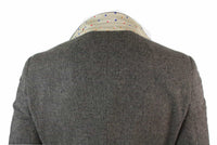 Ανδρικό κοστούμι 3 τεμαχίων από μείγμα μαλλιού ψαροκόκαλο τουίντ, καφέ, vintage, προσαρμοσμένη εφαρμογή, καφέ