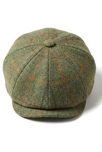 Ανδρικό 8φυλλο καπέλο ξυρίσματος Tweed Blinders Newsboy Green καρό επίπεδο καπέλο