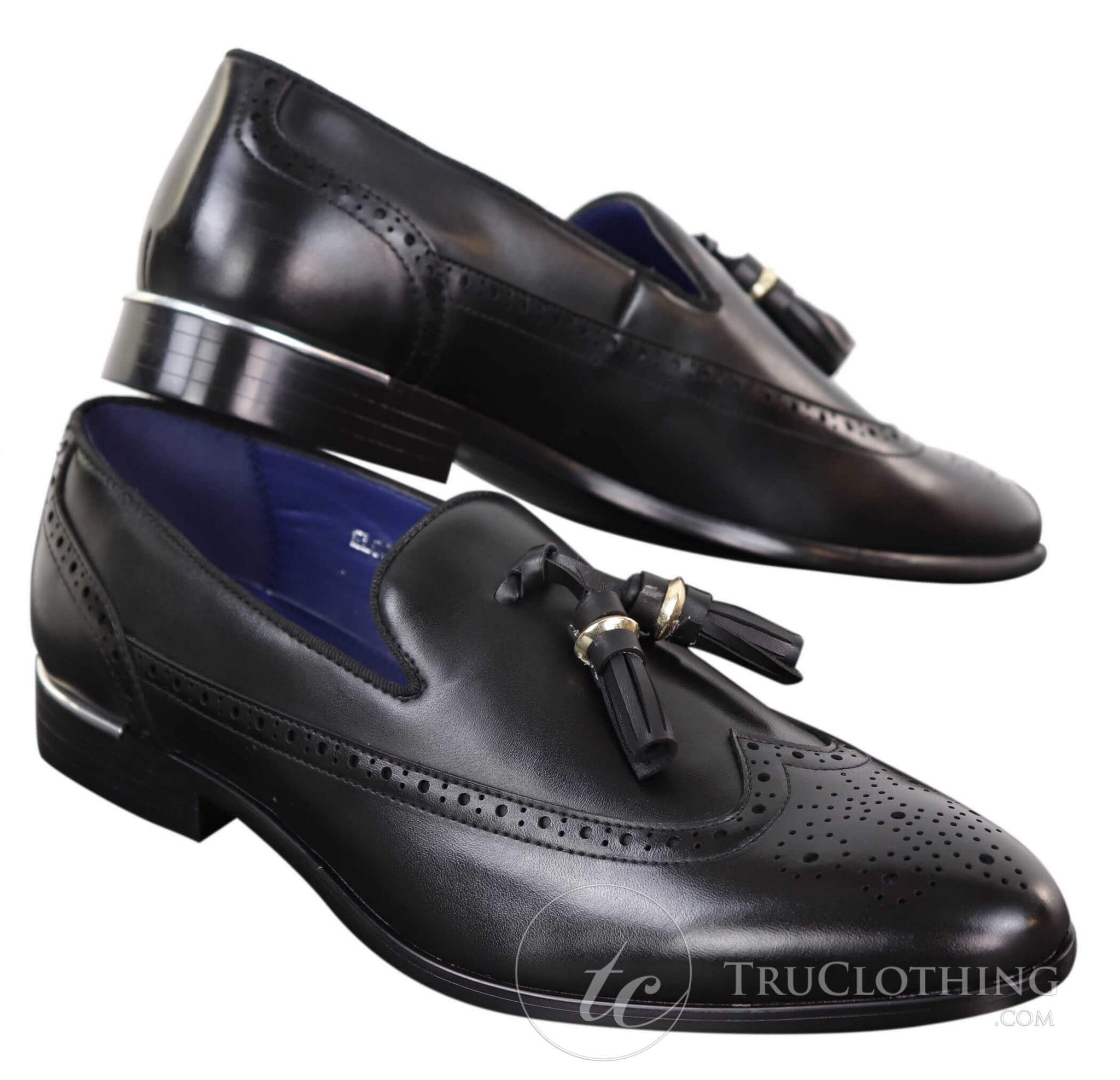 Ανδρικά μαύρα παπούτσια Brogue με φούντες