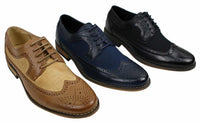Ανδρικά Δερμάτινα Παπούτσια Brogues Ιταλικού Σχεδιασμού Έξυπνα Καθημερινά Καφέ Μαύρο Ναυτικό Ρετρό