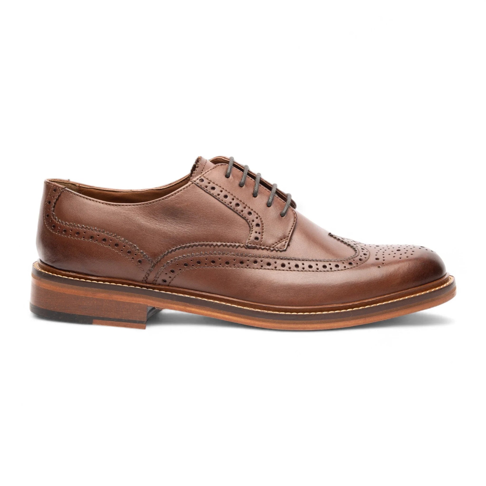 Ανδρικά καφέ δερμάτινα παπούτσια Brogue