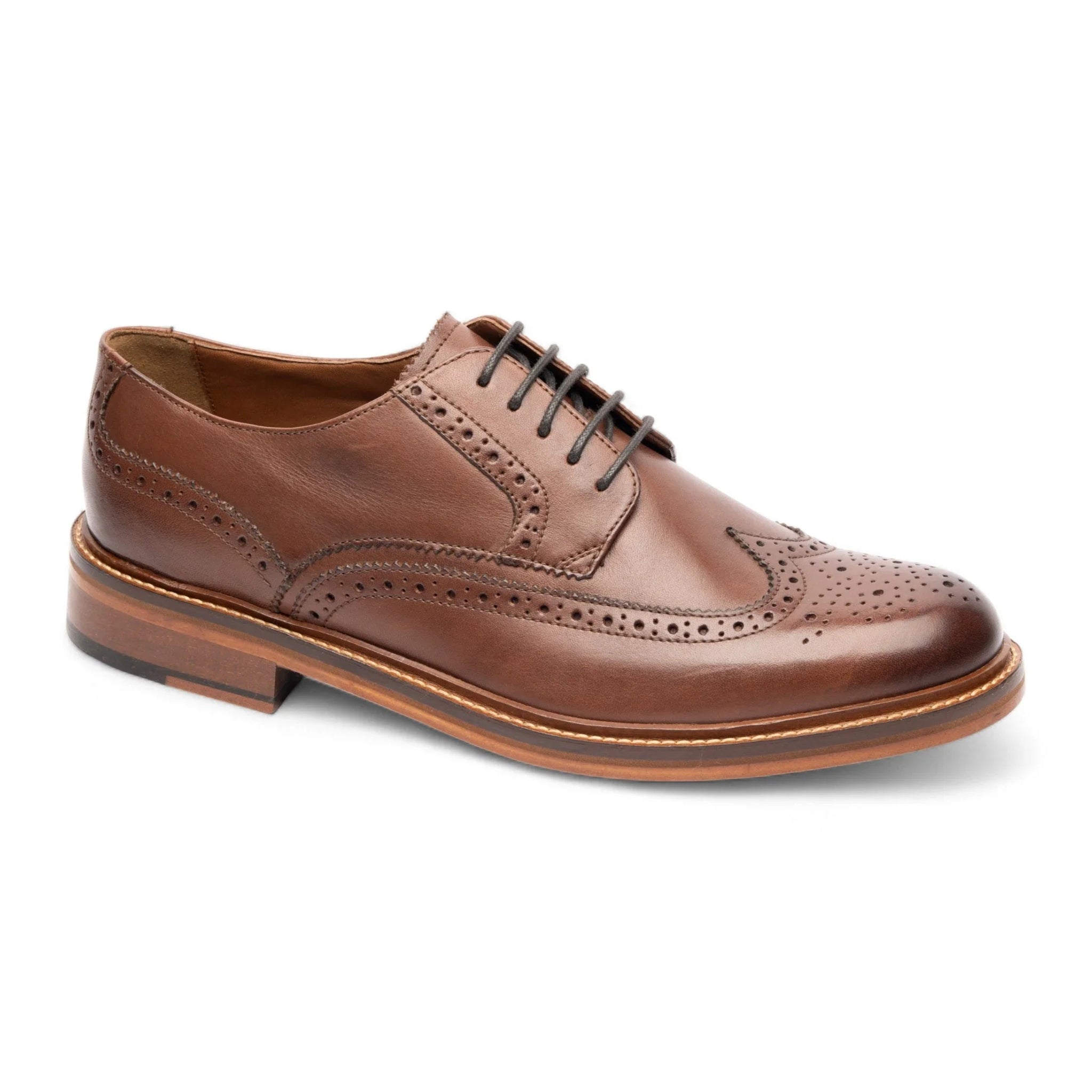 Ανδρικά καφέ δερμάτινα παπούτσια Brogue