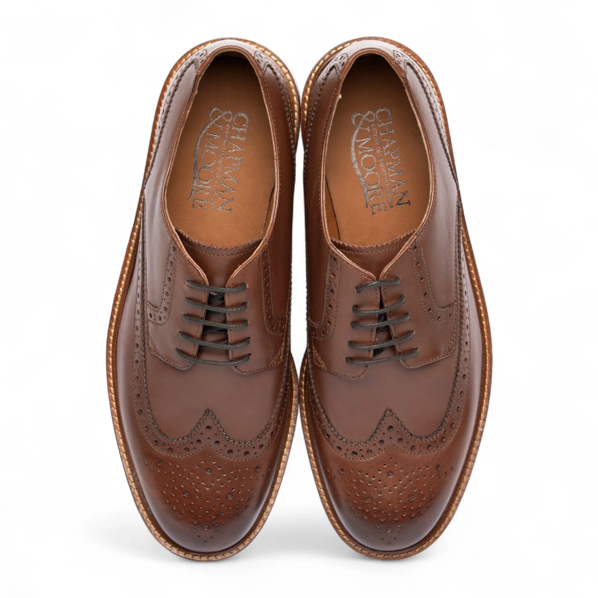 Ανδρικά καφέ δερμάτινα παπούτσια Brogue