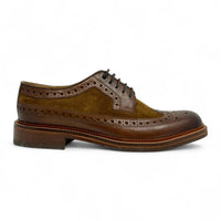 Ανδρικά καφέ σουέτ δερμάτινα παπούτσια brogues
