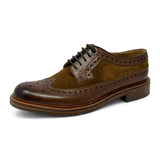 Ανδρικά καφέ σουέτ δερμάτινα παπούτσια brogues