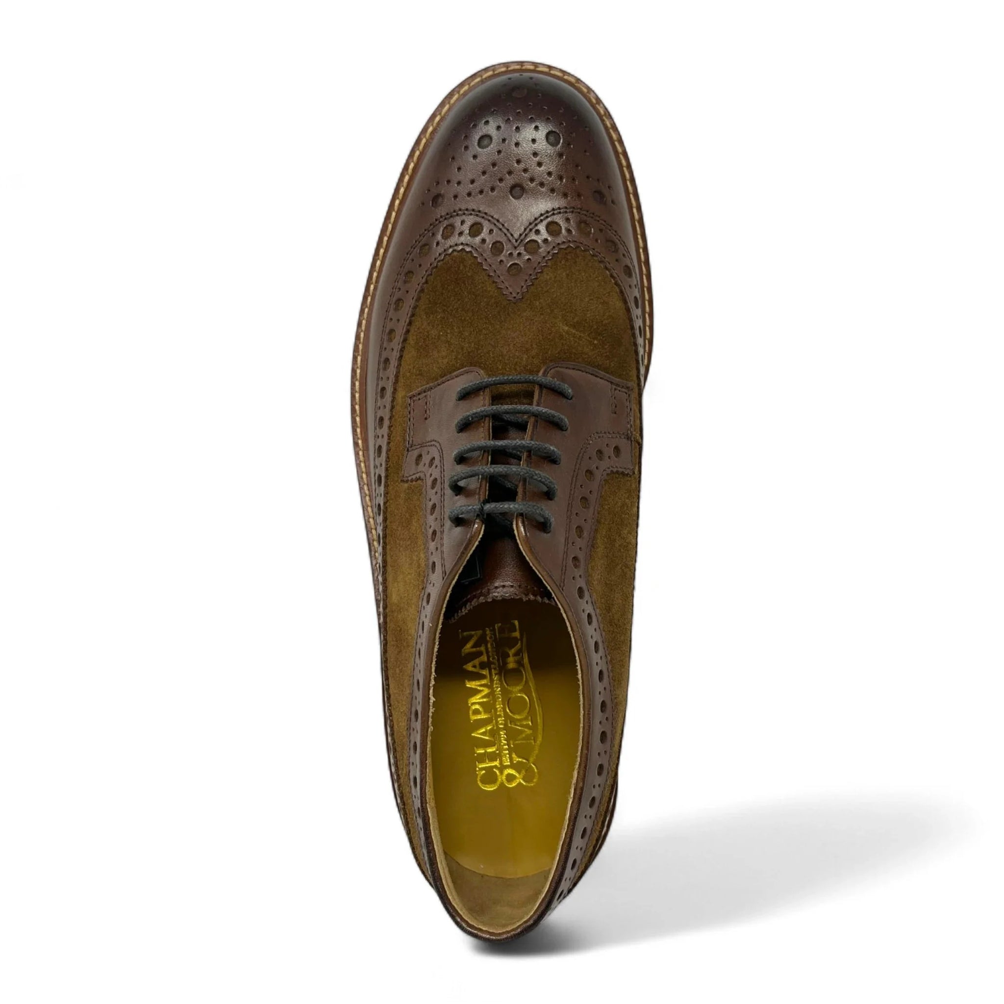 Ανδρικά καφέ σουέτ δερμάτινα παπούτσια brogues