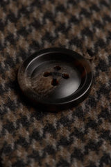 Ανδρικό καφέ παλτό από τουίντ Houndstooth με μείγμα μαλλιού