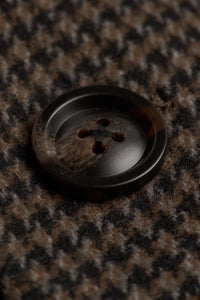 Ανδρικό καφέ παλτό από τουίντ Houndstooth με μείγμα μαλλιού