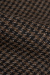 Ανδρικό καφέ παλτό από τουίντ Houndstooth με μείγμα μαλλιού