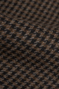 Ανδρικό καφέ παλτό από τουίντ Houndstooth με μείγμα μαλλιού