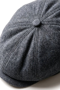 Ανδρικό Κλασικό Φλατ Καπέλο με Σχέδιο Ψαροκόκκαλου Newsboy - Γκρι