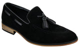 Ανδρικά Ιταλικά Slip On Παπούτσια Οδήγησης Loafers με Φούντα από Σουέτ Δέρμα Μπλε Μαύρο Καφέ