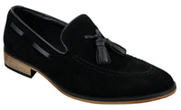 Ανδρικά Ιταλικά Slip On Παπούτσια Οδήγησης Loafers με Φούντα από Σουέτ Δέρμα Μπλε Μαύρο Καφέ