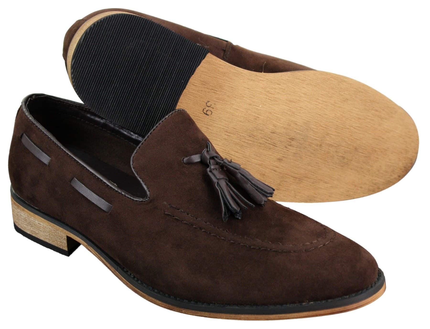 Ανδρικά Ιταλικά Slip On Παπούτσια Οδήγησης Loafers με Φούντα από Σουέτ Δέρμα Μπλε Μαύρο Καφέ