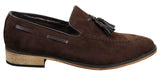 Ανδρικά Ιταλικά Slip On Παπούτσια Οδήγησης Loafers με Φούντα από Σουέτ Δέρμα Μπλε Μαύρο Καφέ