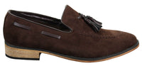 Ανδρικά Ιταλικά Slip On Παπούτσια Οδήγησης Loafers με Φούντα από Σουέτ Δέρμα Μπλε Μαύρο Καφέ